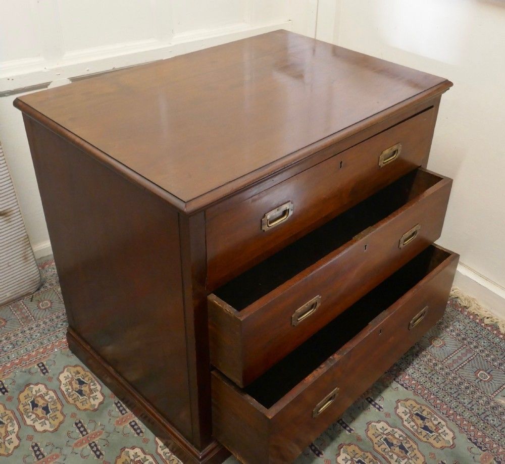 Good Quality 3 Drawer Mahogany Campaign Chest, From Hms Renown photo vinterior