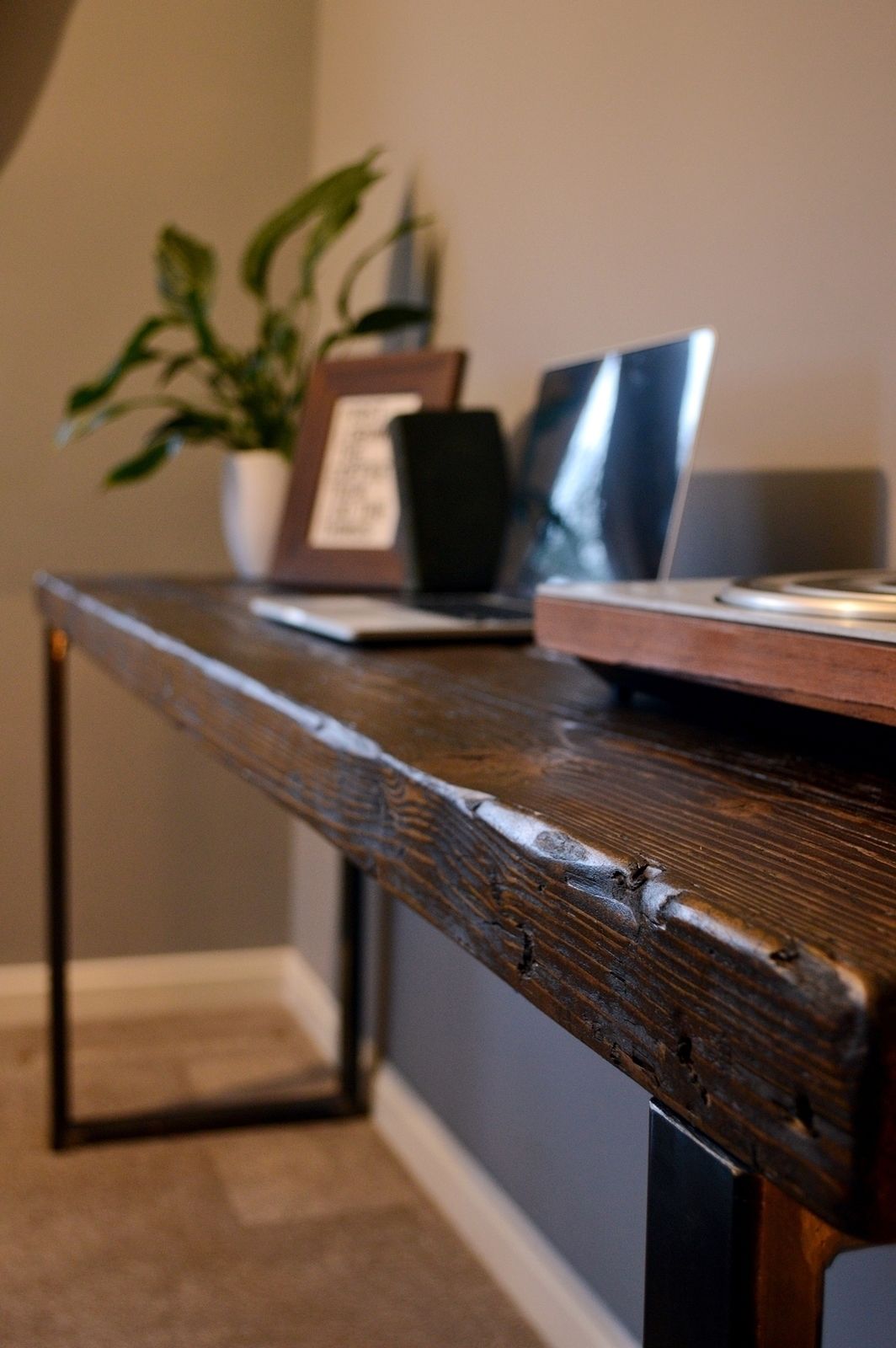 Prima Industrial Reclaimed Wood Desk, Vintage, Farmhouse, Country, Industrial Office, Welded Steel photo for sale