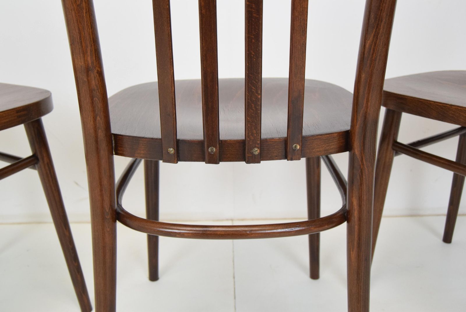 459.0 Mid Century Set Of Three Chairs,Ton,1960's. photo