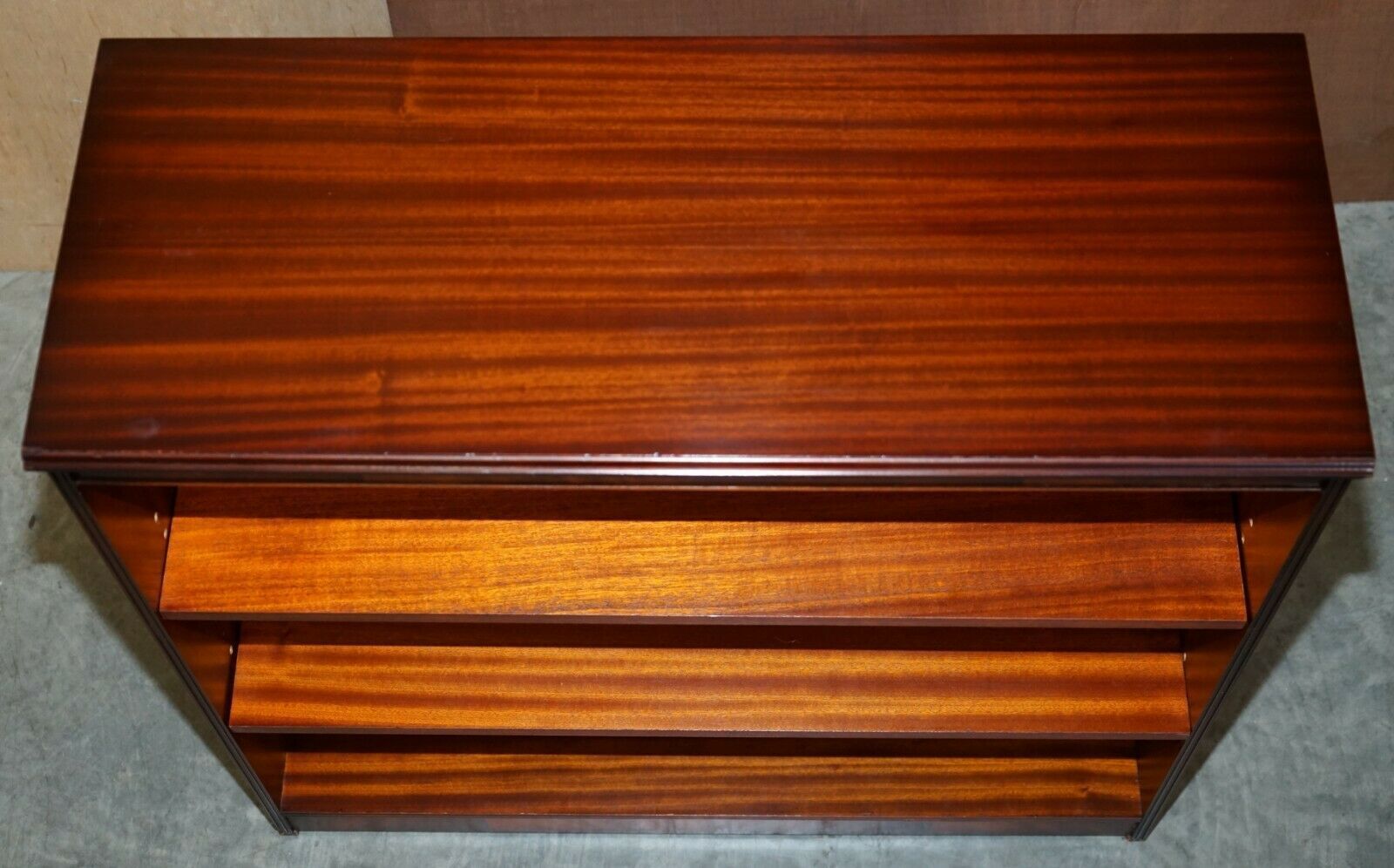 Pair Of Shaws Of London Flamed Mahogany Dwarf Open Library Bookcases Small Suite photo buy