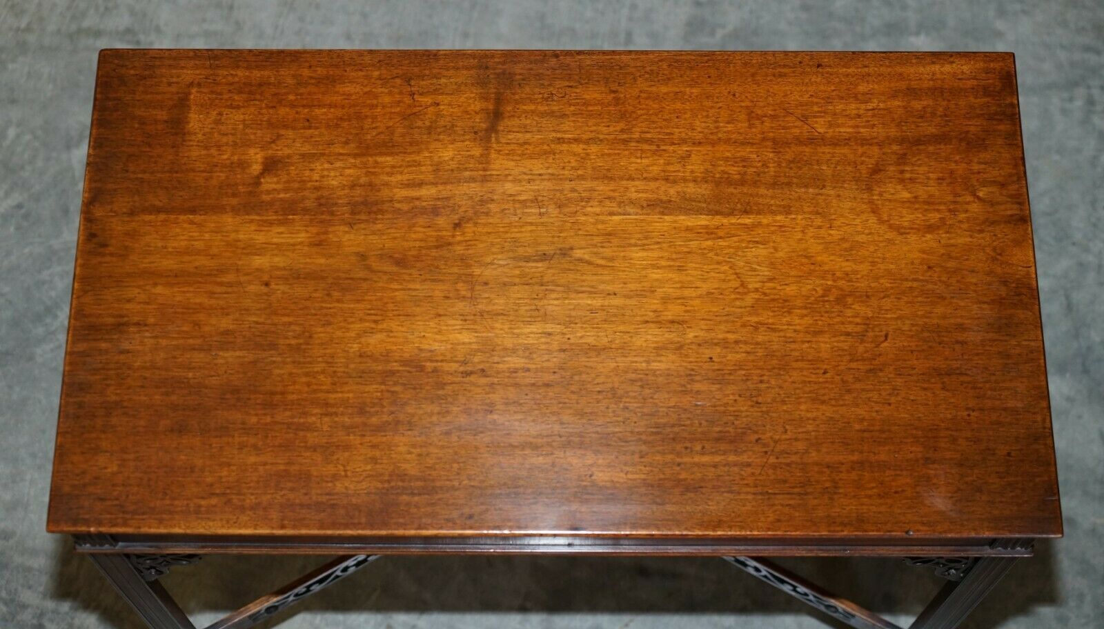 Antique 19th Century Thomas Chippendale Mahogany Silver Tea Table Stamped Base photo for sale