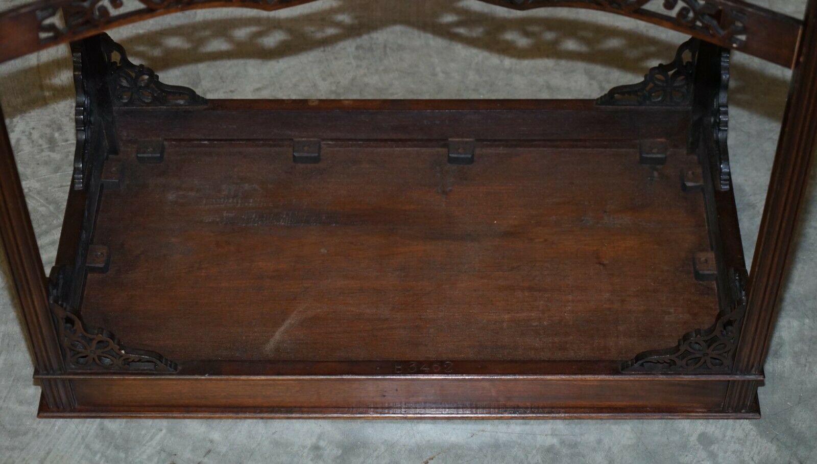 Furniture Antique 19th Century Thomas Chippendale Mahogany Silver Tea Table Stamped Base photo
