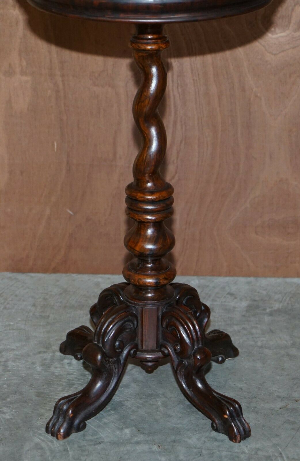 Exquisite Antique Barley Twist Hand Carved Mahogany Side End Lamp Wine Table photo buy