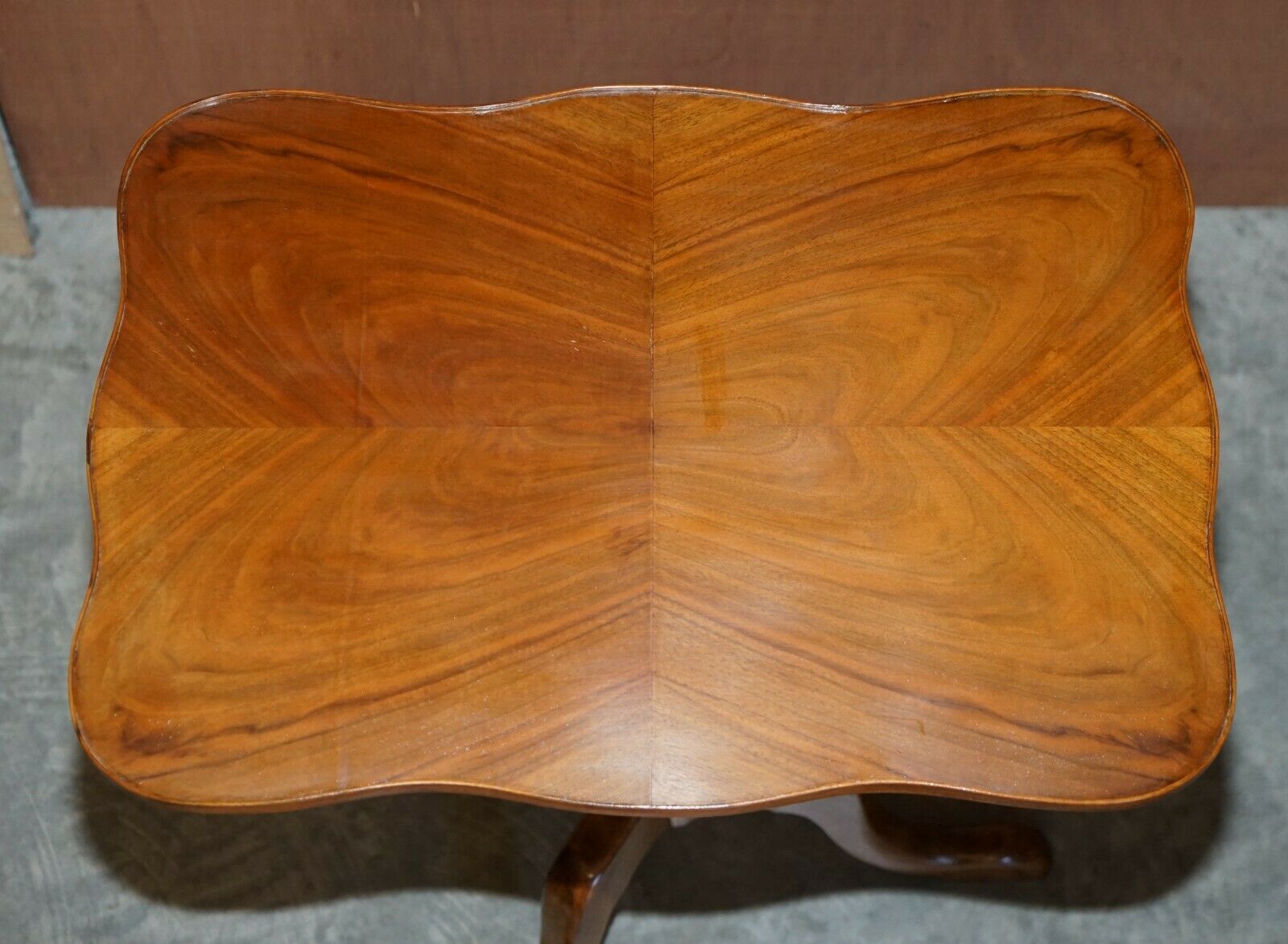 Lovely Antique Victorian English Walnut Tilt Top Side Occasional Tripod Table photo for sale