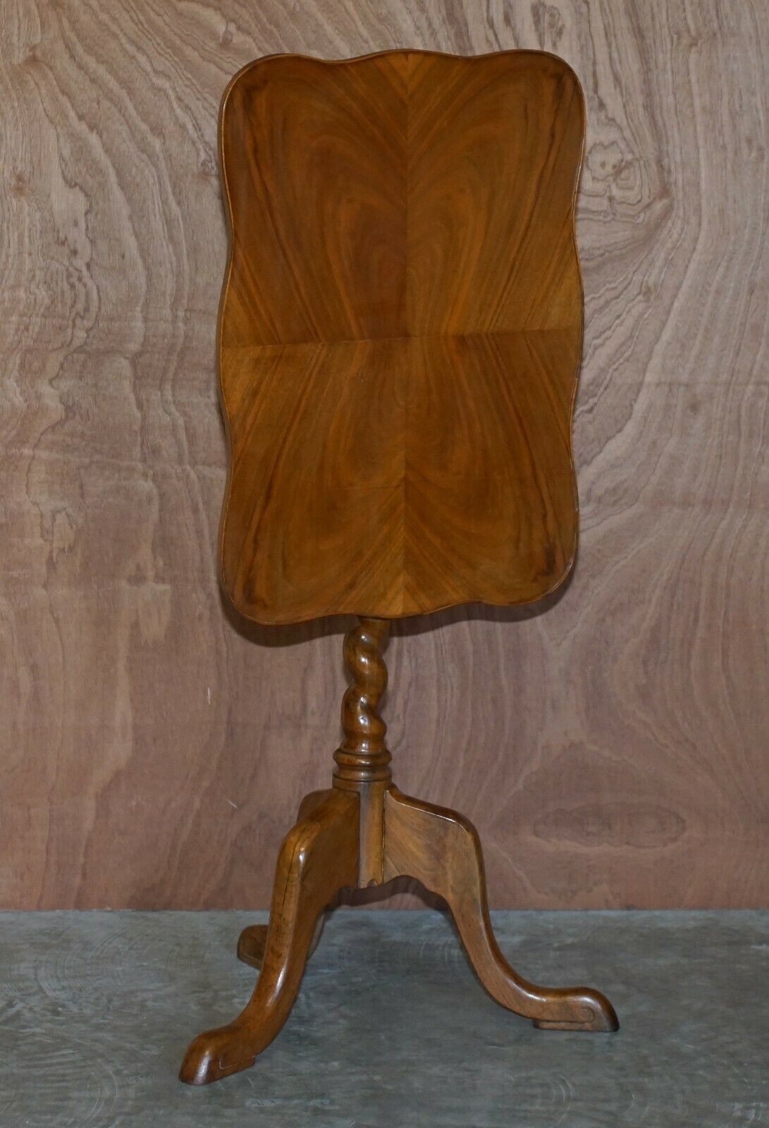 Furniture Lovely Antique Victorian English Walnut Tilt Top Side Occasional Tripod Table photo