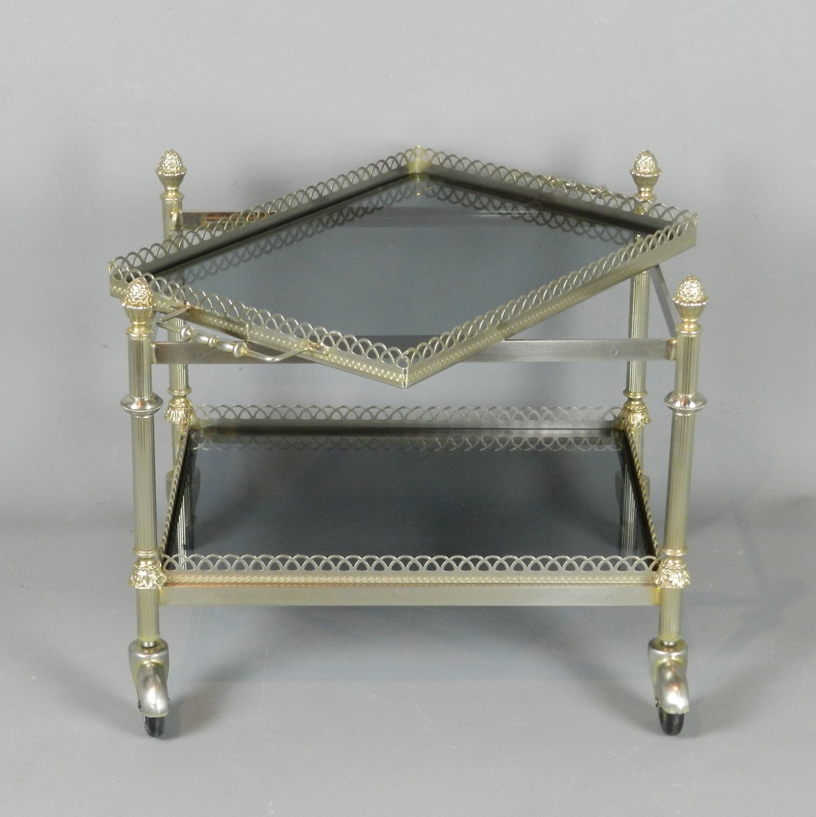 photo buy Nest Of French Tables/Trolleys/Bar Carts With Smoked Glass Tops
