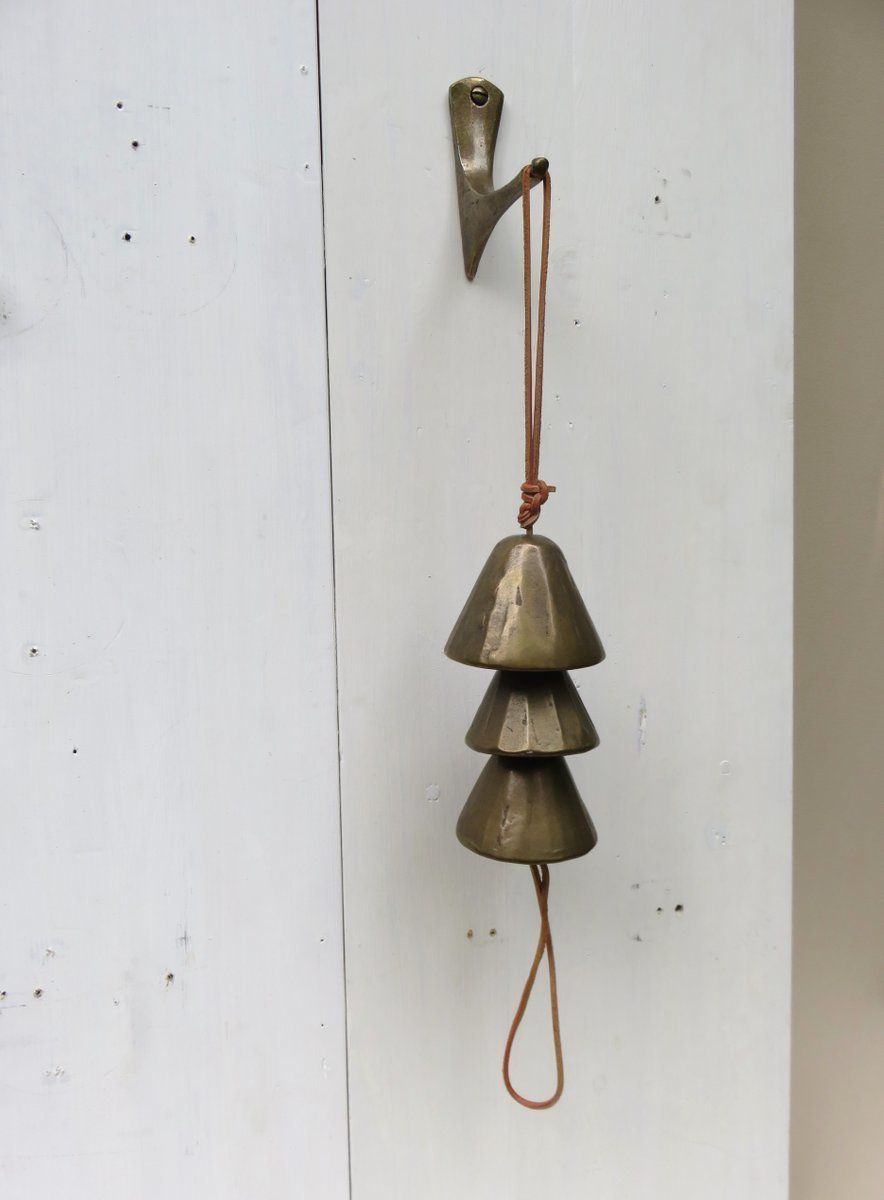 Bronze & Leather Door Bell, 1970s