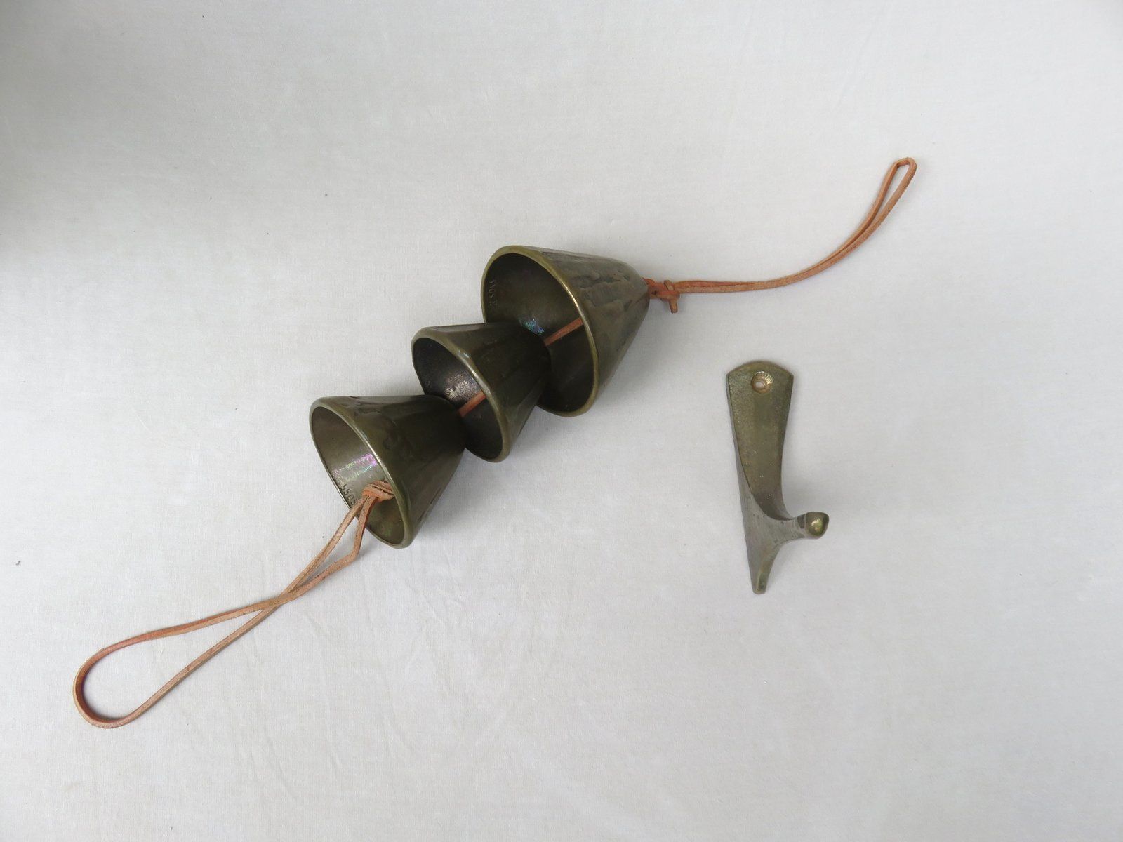 Bronze & Leather Door Bell, 1970s photo Art