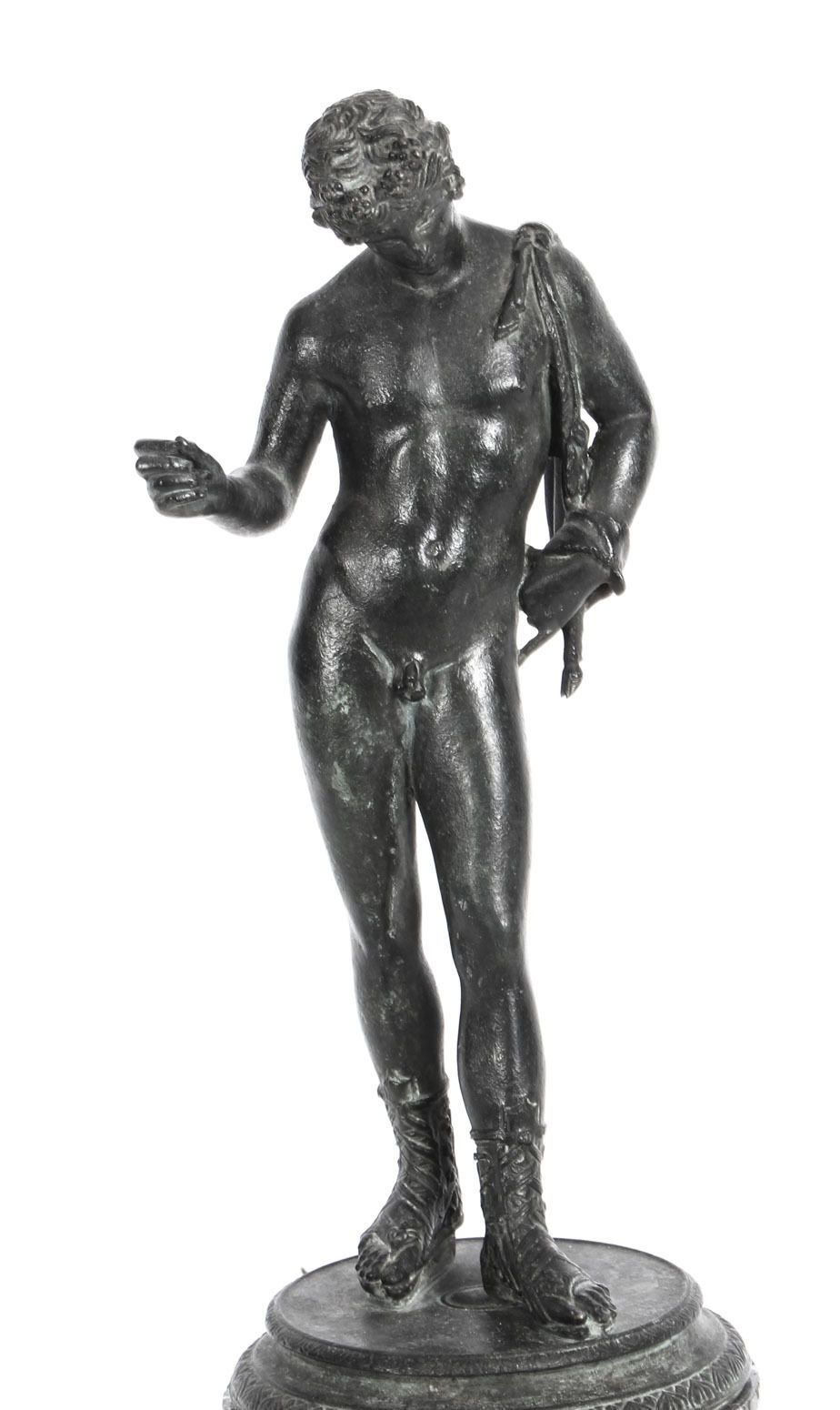 Antique Grand Tour Patinated Bronze Figure Of Of Narcissus 1870 19th C photo furniture