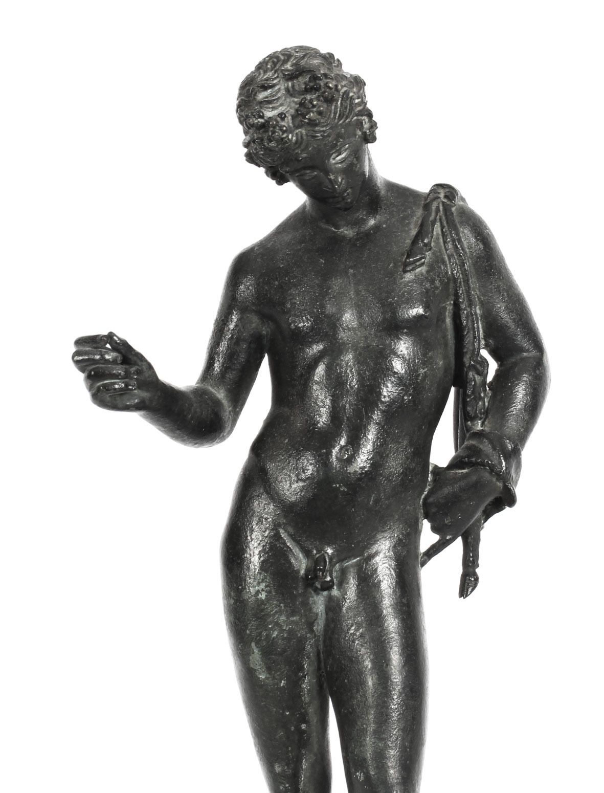 Antique Grand Tour Patinated Bronze Figure Of Of Narcissus 1870 19th C photo for sale