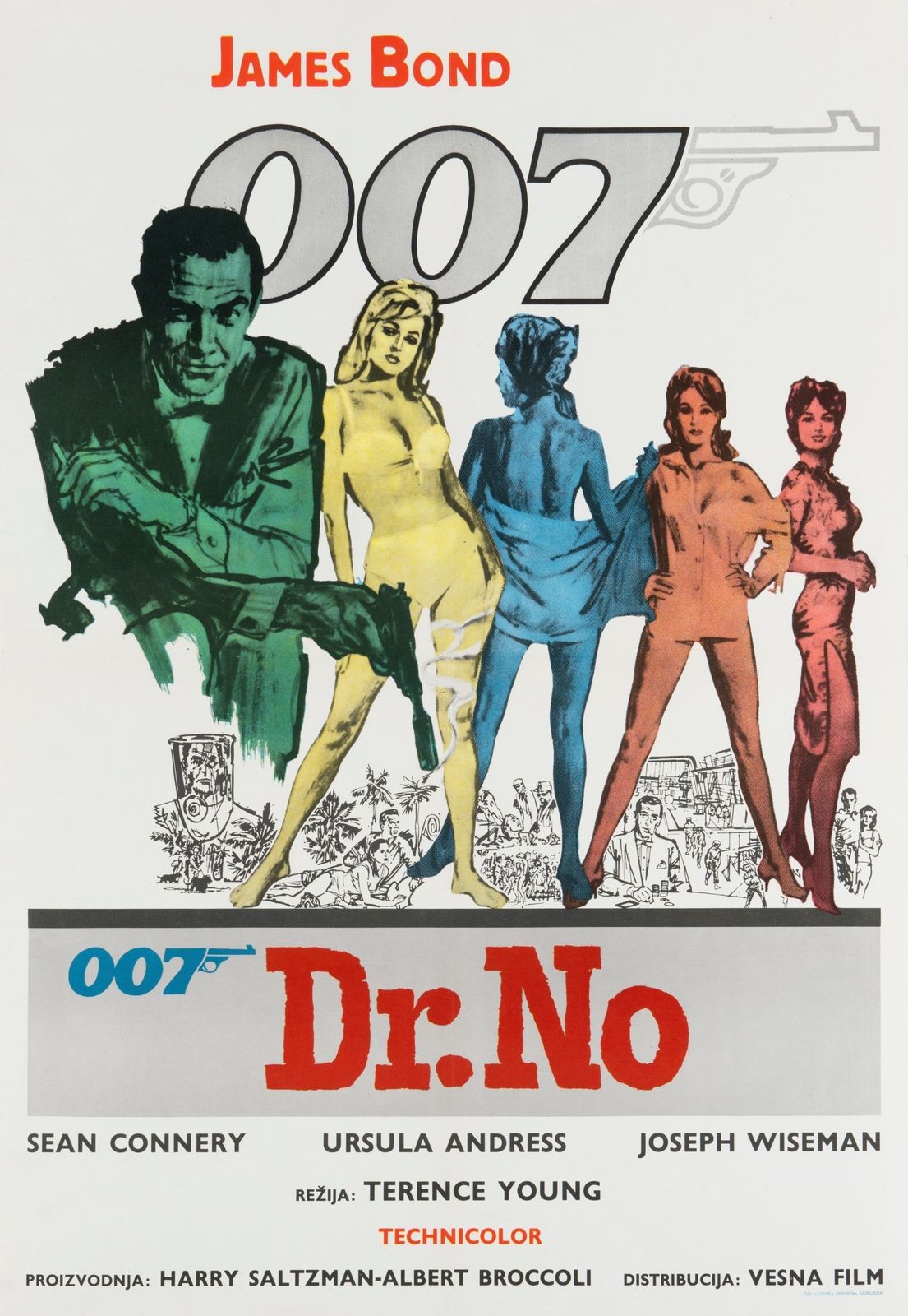 James Bond 'Dr. No' Original Vintage Film Poster, Yugoslavian, 1962