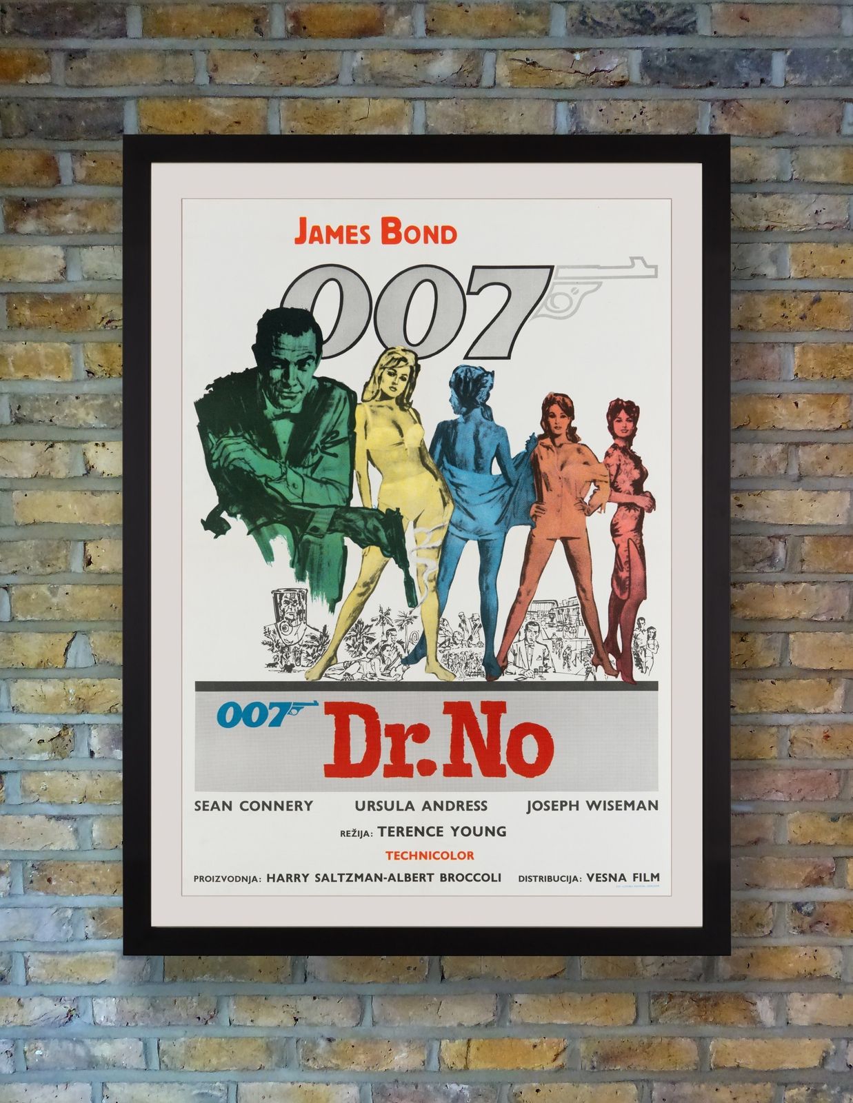 James Bond 'Dr. No' Original Vintage Film Poster, Yugoslavian, 1962 photo furniture