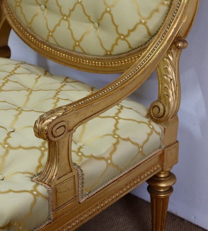 photo vintage Pair Of Queen Louis XVI Armchairs, Napoleon III Period   Mid Xixth