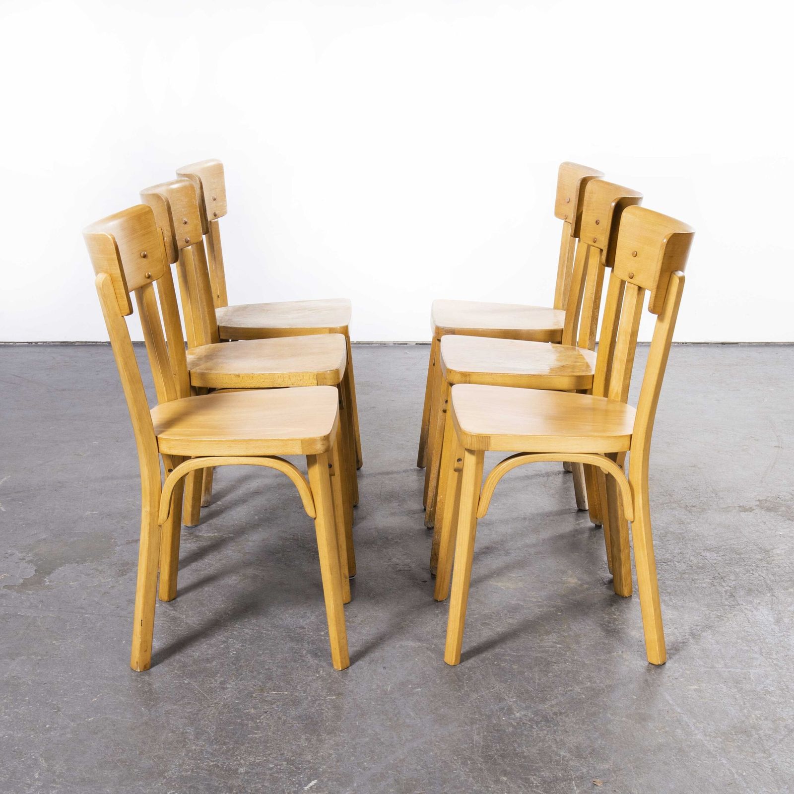 1950’s French Baumann Blonde Beech Bentwood Dining Chairs – Set Of Six photo 792.0