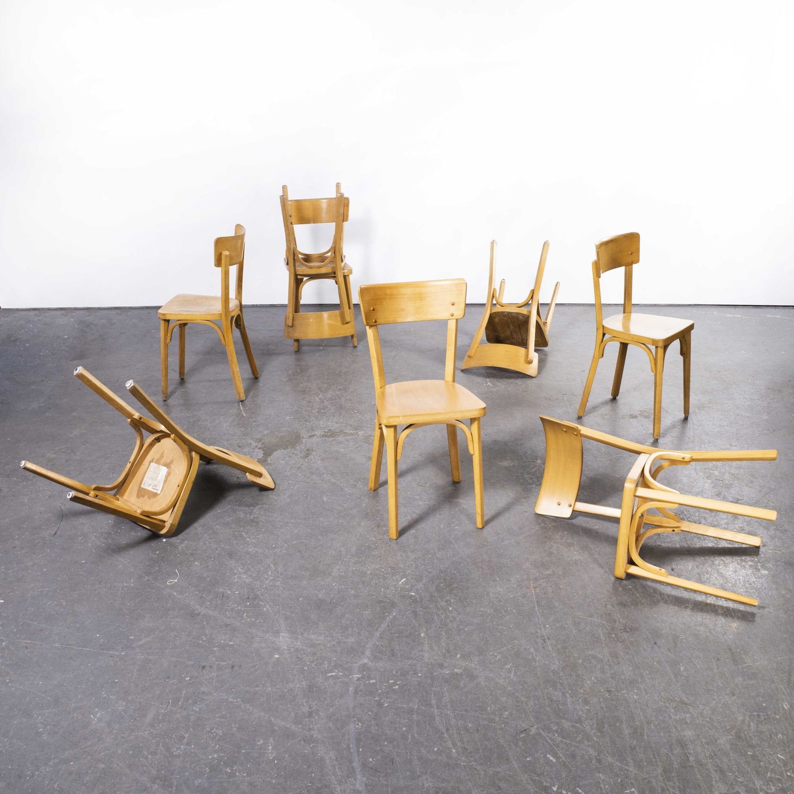1950’s French Baumann Blonde Beech Bentwood Dining Chairs – Set Of Eight photo 1056.0