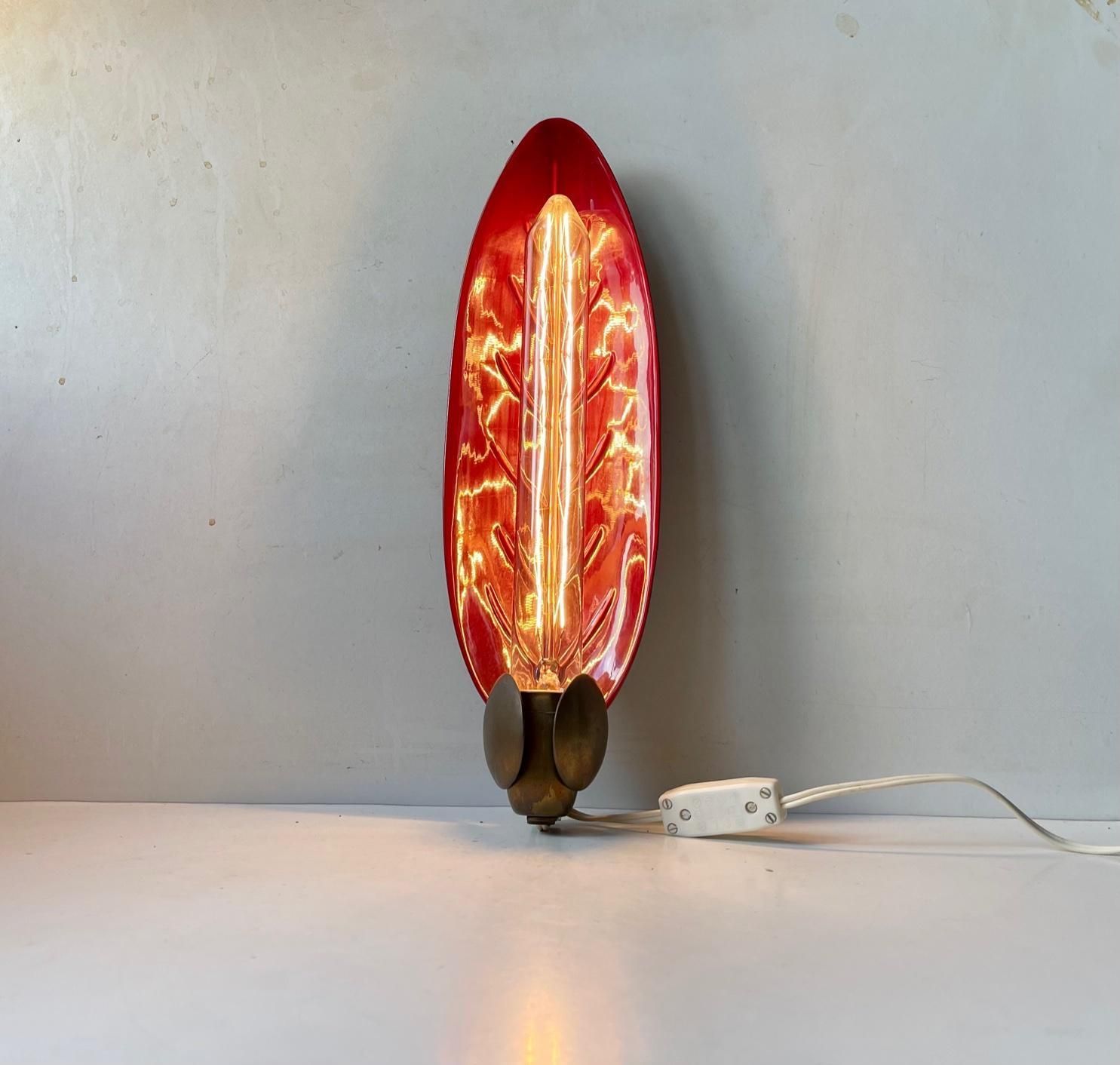 Scandinavian Modern Ceramic And Brass Wall Sconce, 1960s photo Lighting