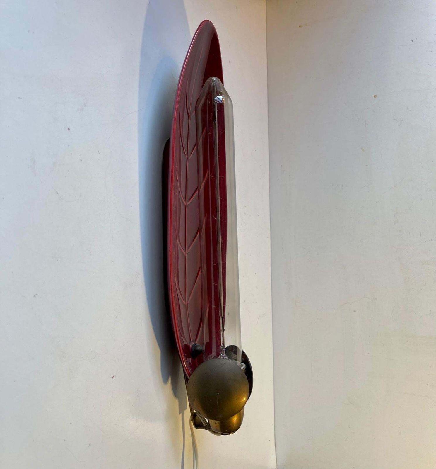 Scandinavian Modern Ceramic And Brass Wall Sconce, 1960s photo 365.0
