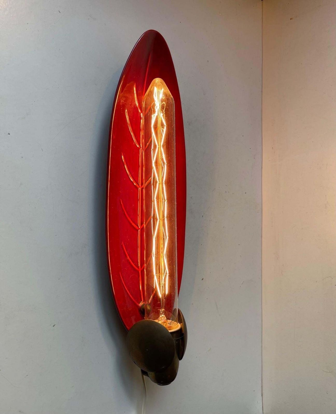 Scandinavian Modern Ceramic And Brass Wall Sconce, 1960s photo vinterior