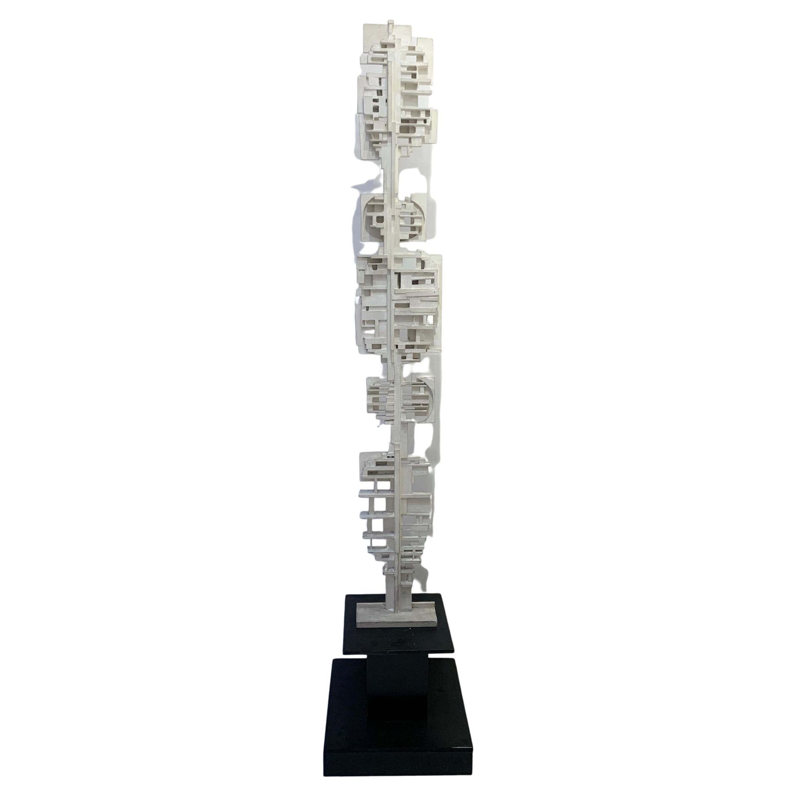 Mid Century White Wood Totem Sculpture By André Pailler, France 1970s