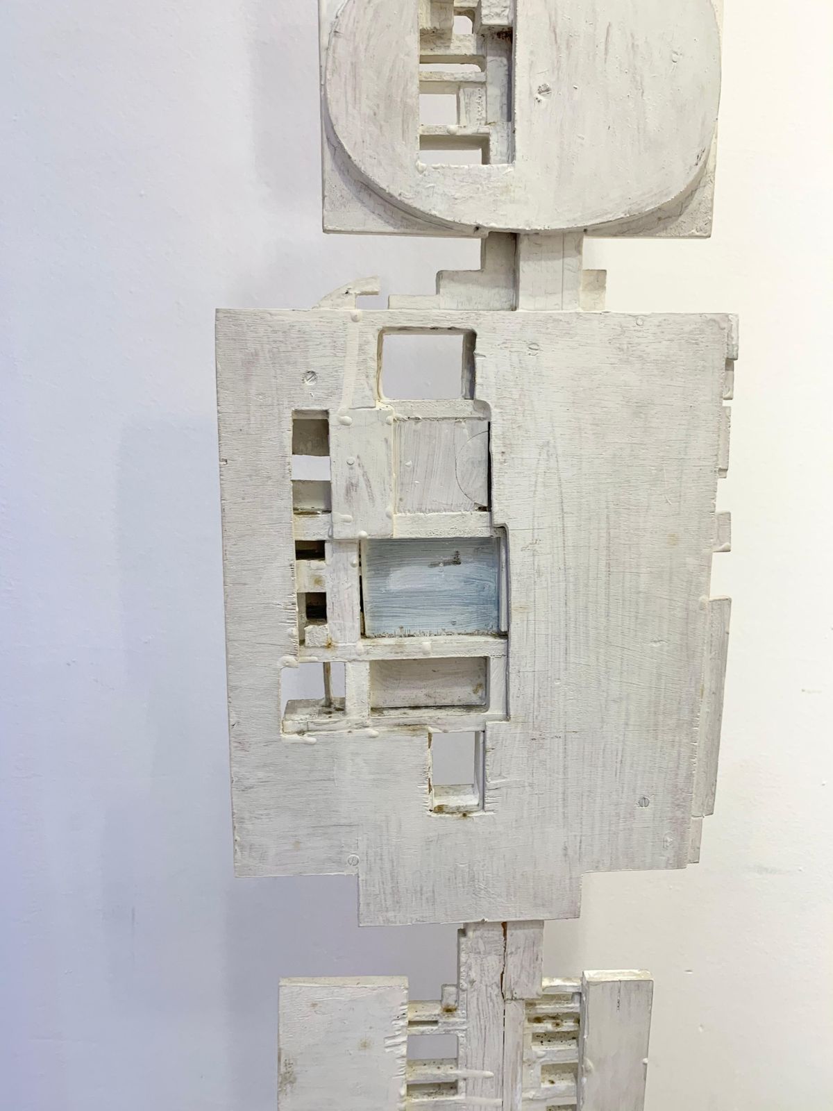 Art Mid Century White Wood Totem Sculpture By André Pailler, France 1970s photo