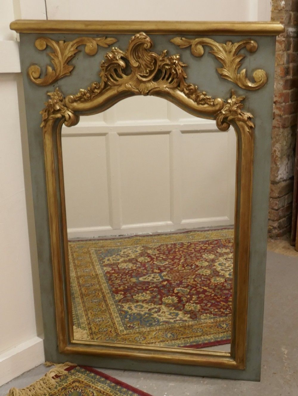 French Napoleon II Carved Gilt And Painted Console Mirror photo furniture