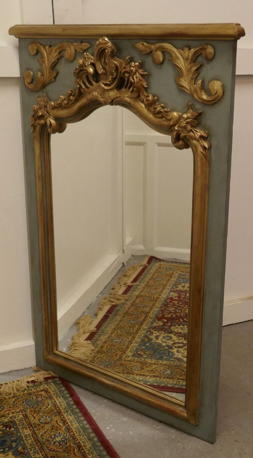 French Napoleon II Carved Gilt And Painted Console Mirror photo Home Decor
