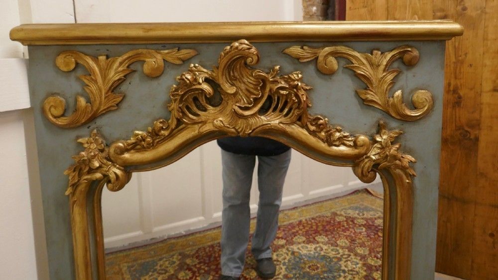French Napoleon II Carved Gilt And Painted Console Mirror photo vinterior