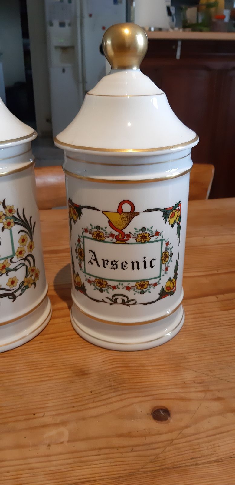 3 Pharmacy Jars 19th Limoges Porcelain Claude Caspenet photo Home Decor