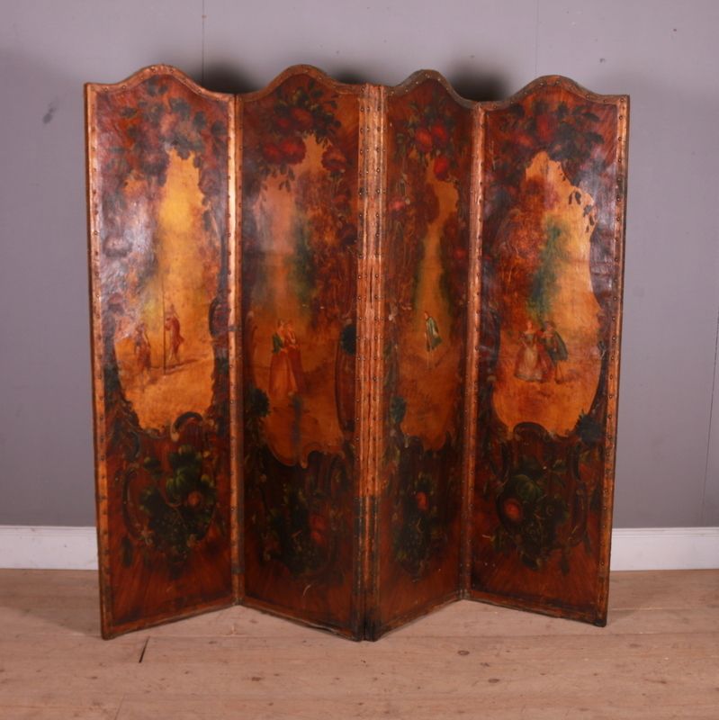 Large Italian Leather Screen, 1800s