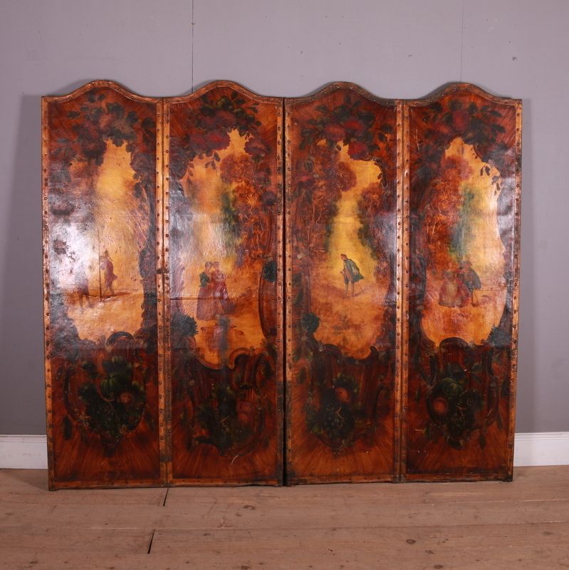 Large Italian Leather Screen, 1800s photo furniture