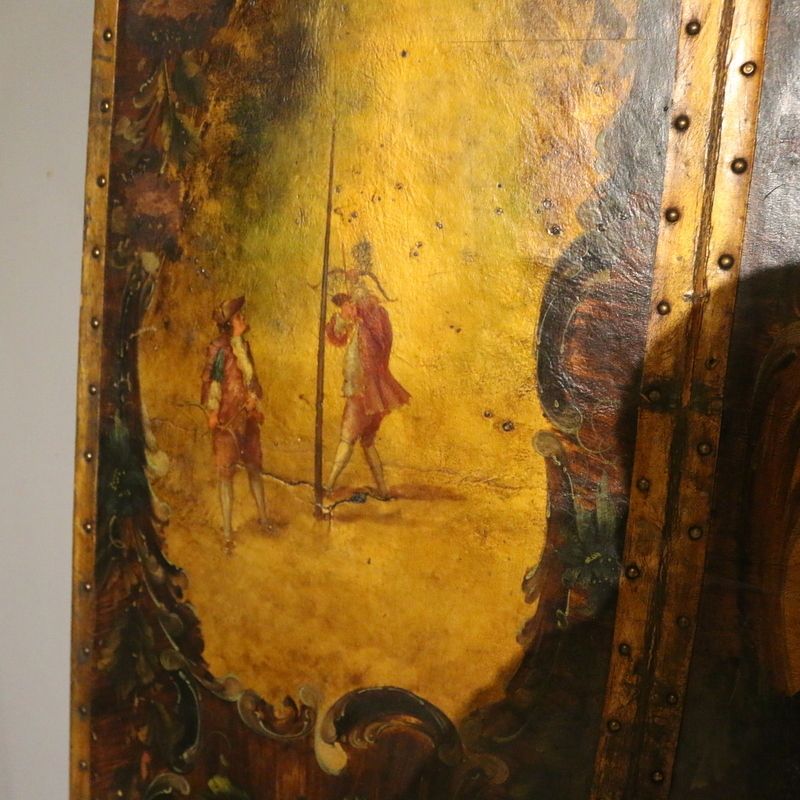 Large Italian Leather Screen, 1800s photo for sale