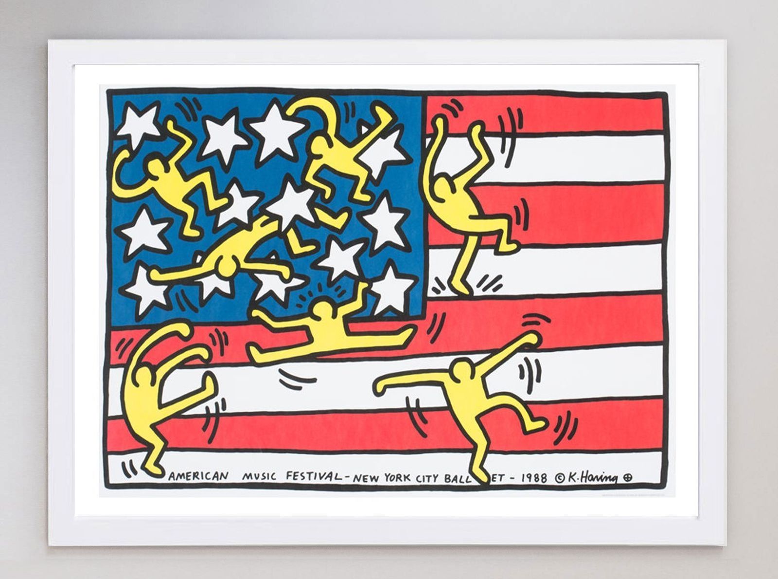 Keith Haring American Music Festival New York City Ballet Original Vintage Poster (Framed) photo for sale