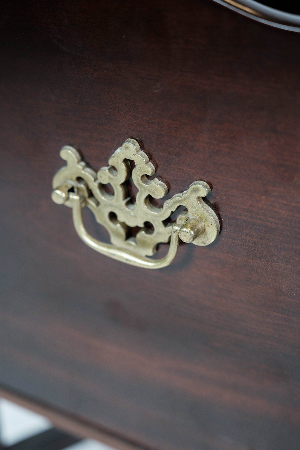 Newspaper Holder Of Mahogany Decorated With Brass Of Danish Design From The 1960s. photo 295.0