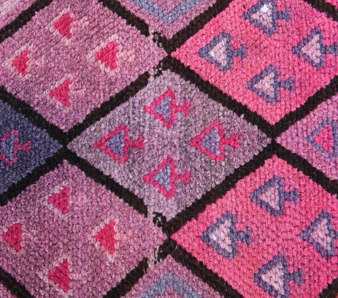 Vintage Turkish Runner Oushak Handmade Wool Rug Purple Hand Knotted Herki Carpet Hallway Rugs Farmhouse Decor One Of A Kind photo 565.0