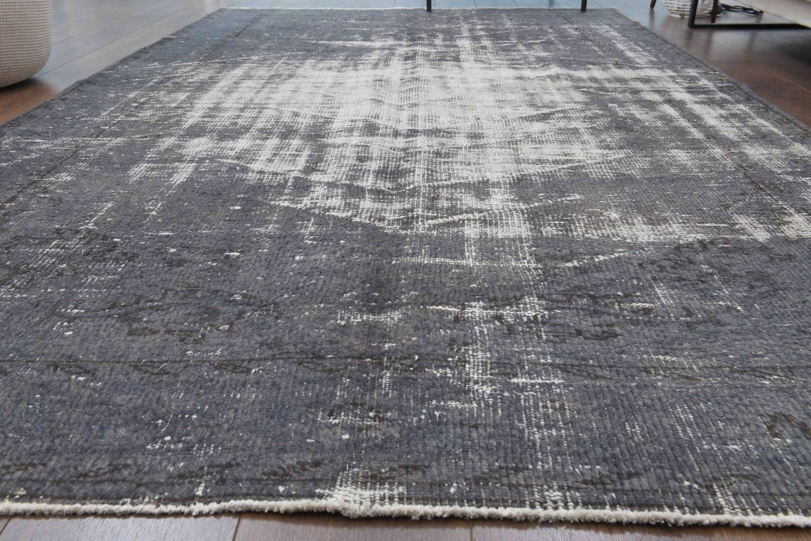 Antique Turkish Carpet, Oushak Handmade Wool Rug, Gray Distressed Area Rugs, Anatolia Farmhouse Decor One Of A Kind, Ethnic Carpet photo 1328.0