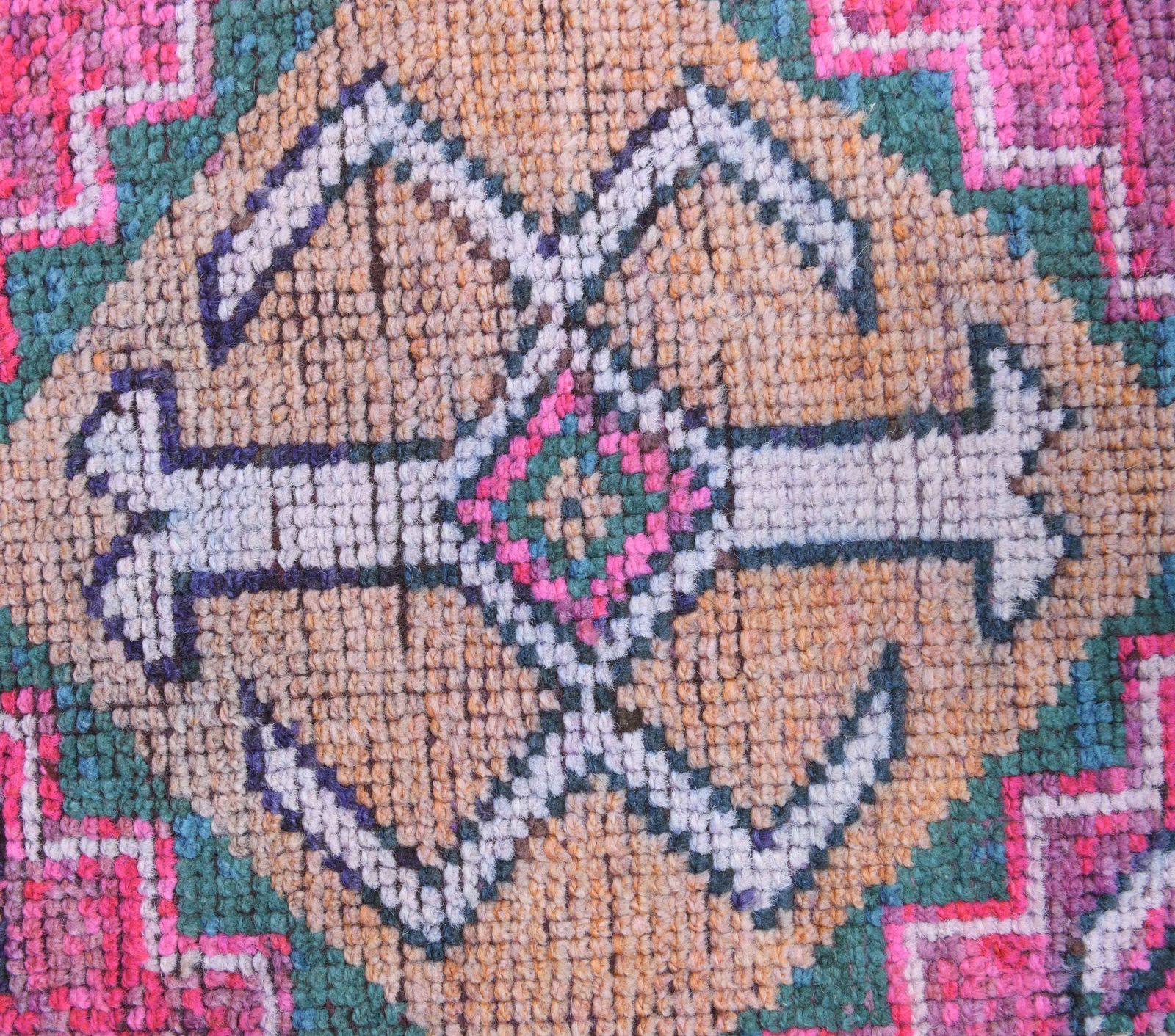 Turkish Hand Knotted Oushak Wool Runner, Pink Hallway Rug, One Of A Kind, Boho Decor, Farmhouse Decor, Shabby Chic Carpet photo 1143.0