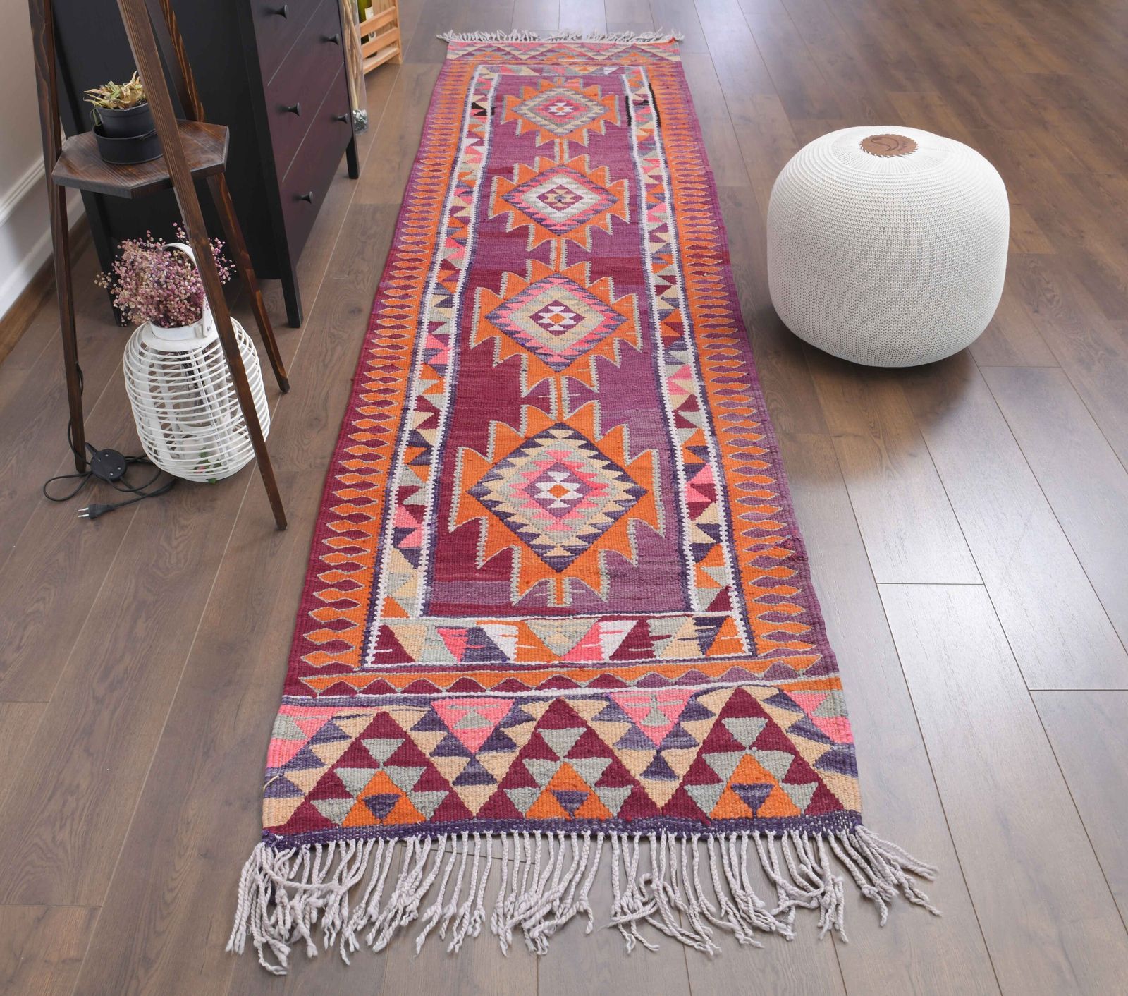 Turkish Kilim Runner Rug, Oushak Handmade Wool Flatweave Carpet, Hallway Rugs, Farmhouse Decor, One Of A Kind, Bohemian Decor