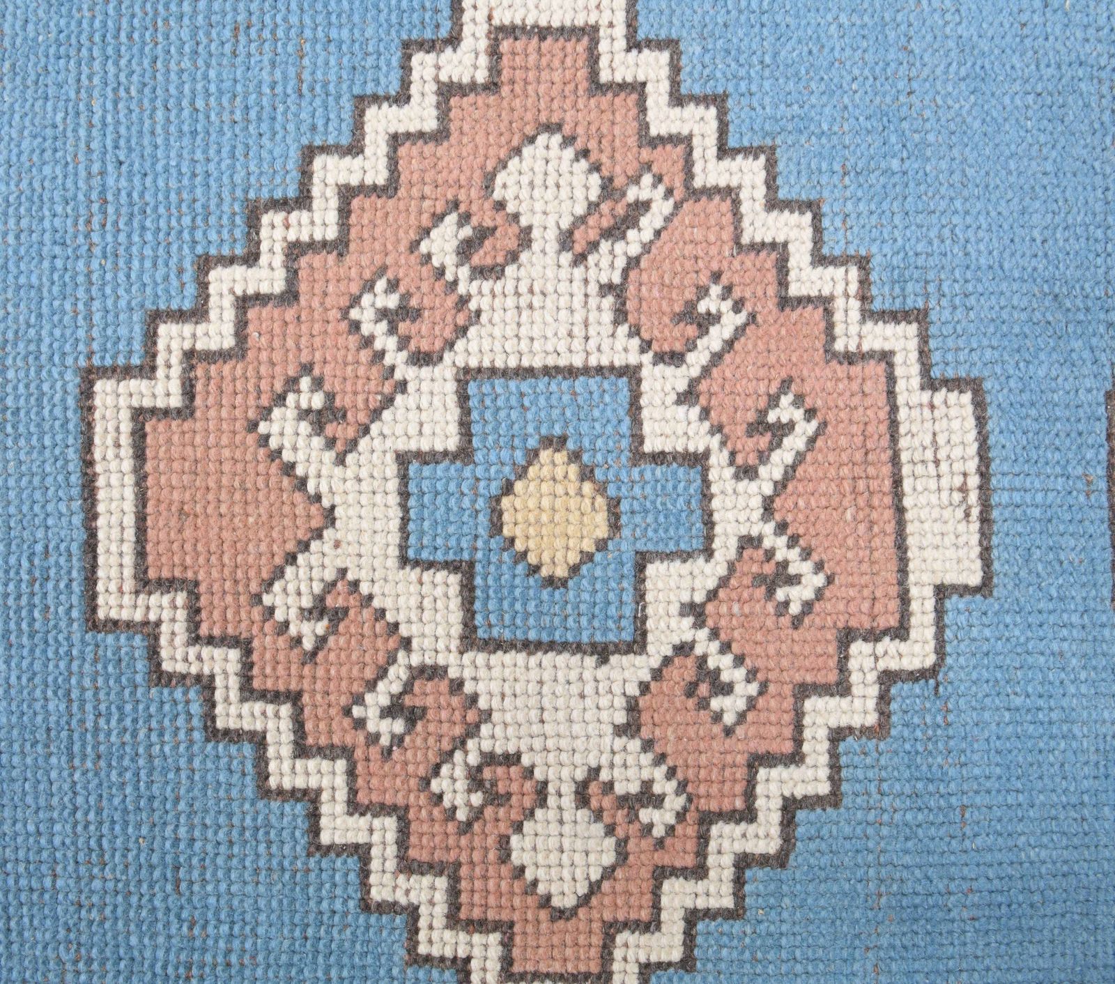 Pastel Vintage Turkish Rug, Oushak Handmade Wool, Blue Oriental Hallway Rugs, Farmhouse Decor, One Of A Kind, Traditional Ethnic Carpet photo vinterior