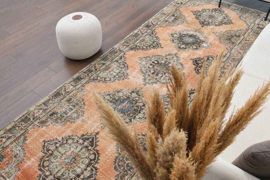 5x12 Vintage Wide Turkish Oushak Runner, Hand Knotted Wool, Kitchen Hallway Rug, One Of A Kind, Anatolian, Boho Decor, Made In Turkey Carpet photo 979.0