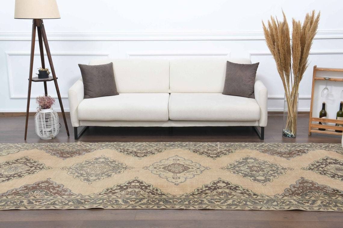 5x13 Vintage Wide Turkish Oushak Runner, Hand Knotted Wool, Kitchen Hallway Rug, One Of A Kind, Anatolian, Boho Decor, Made In Turkey Carpet photo furniture