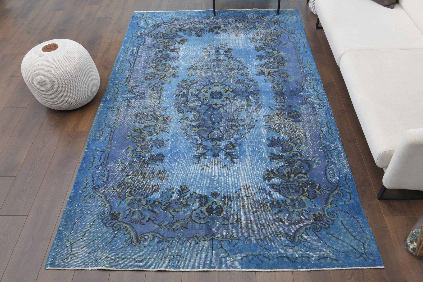 Turkish Oushak Rug, Handmade Wool Carpet, Blue Area Rug, Farmhouse Decor One Of A Kind, Anatolian, Ethnic Carpet, Bohemian Rugs photo for sale