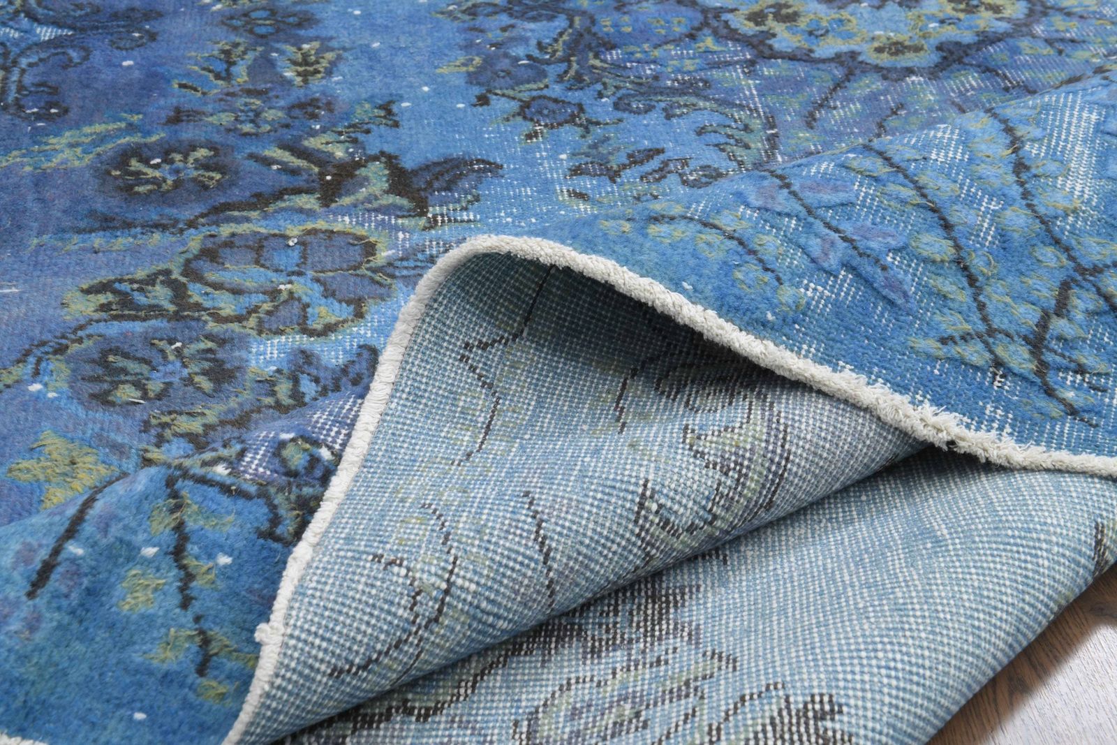 Turkish Oushak Rug, Handmade Wool Carpet, Blue Area Rug, Farmhouse Decor One Of A Kind, Anatolian, Ethnic Carpet, Bohemian Rugs photo vintage