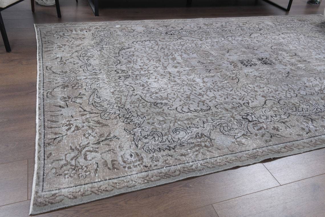 6x9 Turkish Vintage Area Rug, Oushak Handmade Wool Carpet, Distressed Rug, Farmhouse Decor, One Of A Kind, Made In Anatolia photo for sale