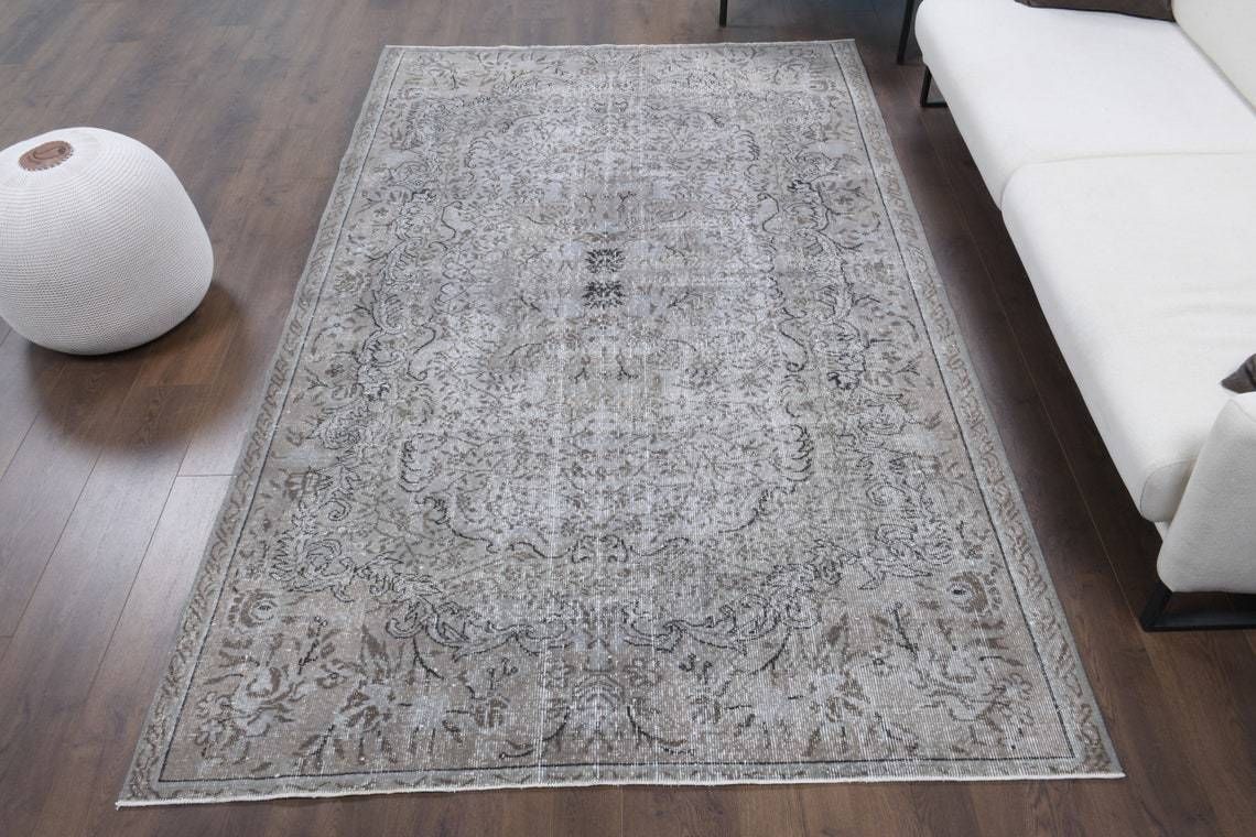 photo for sale 6x9 Turkish Vintage Area Rug, Oushak Handmade Wool Carpet, Distressed Rug, Farmhouse Decor, One Of A Kind, Made In Anatolia