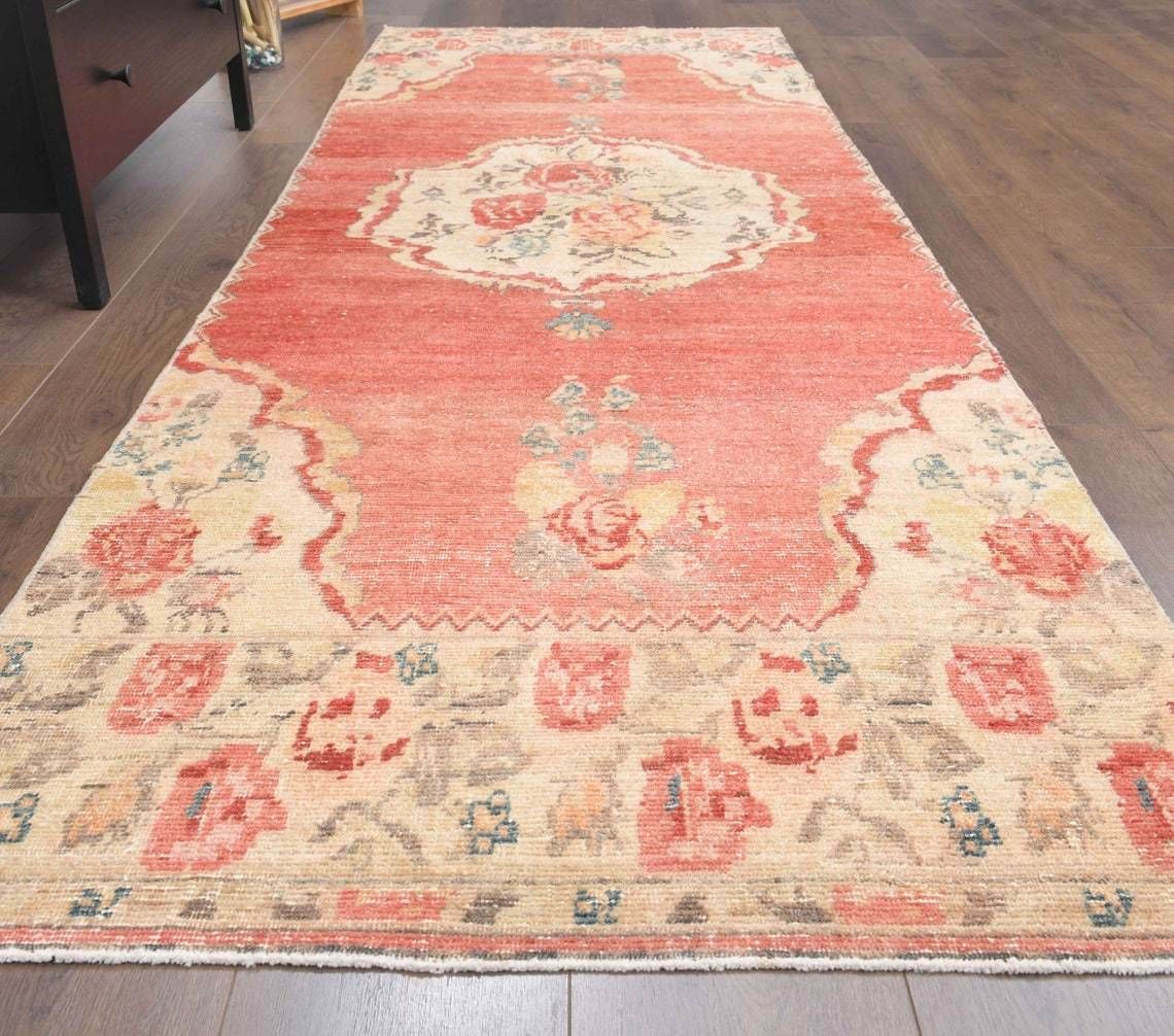 Turkish Rug Runner Oushak Runner Vintage Runner Rug Handmade Wool Carpet Farmhouse Decor Bohemian Red Hallway Rug Made In Turkey photo furniture