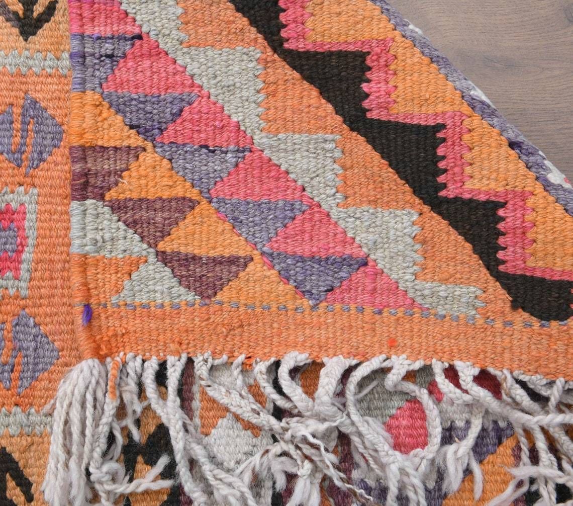 Vintage Turkish Kilim Runner Rug Oushak Handmade Wool Flatweave Carpet Hallway Rugs Farmhouse Decor photo vintage