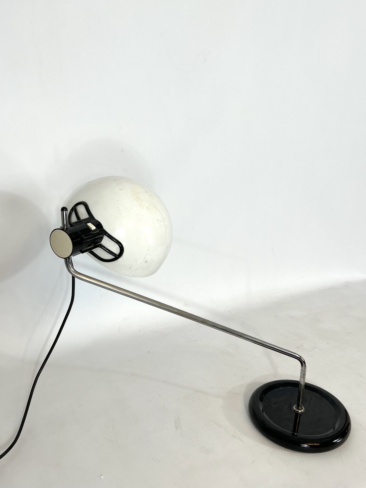 Harvey Guzzini, Chrome And Plastic Articulated Table Lamp photo for sale