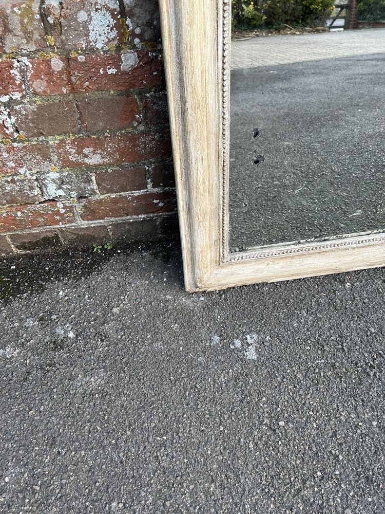 An Exceptional Large Antique French 19th Century Carved Wood & Gesso Arched Top Painted Mirror photo for sale