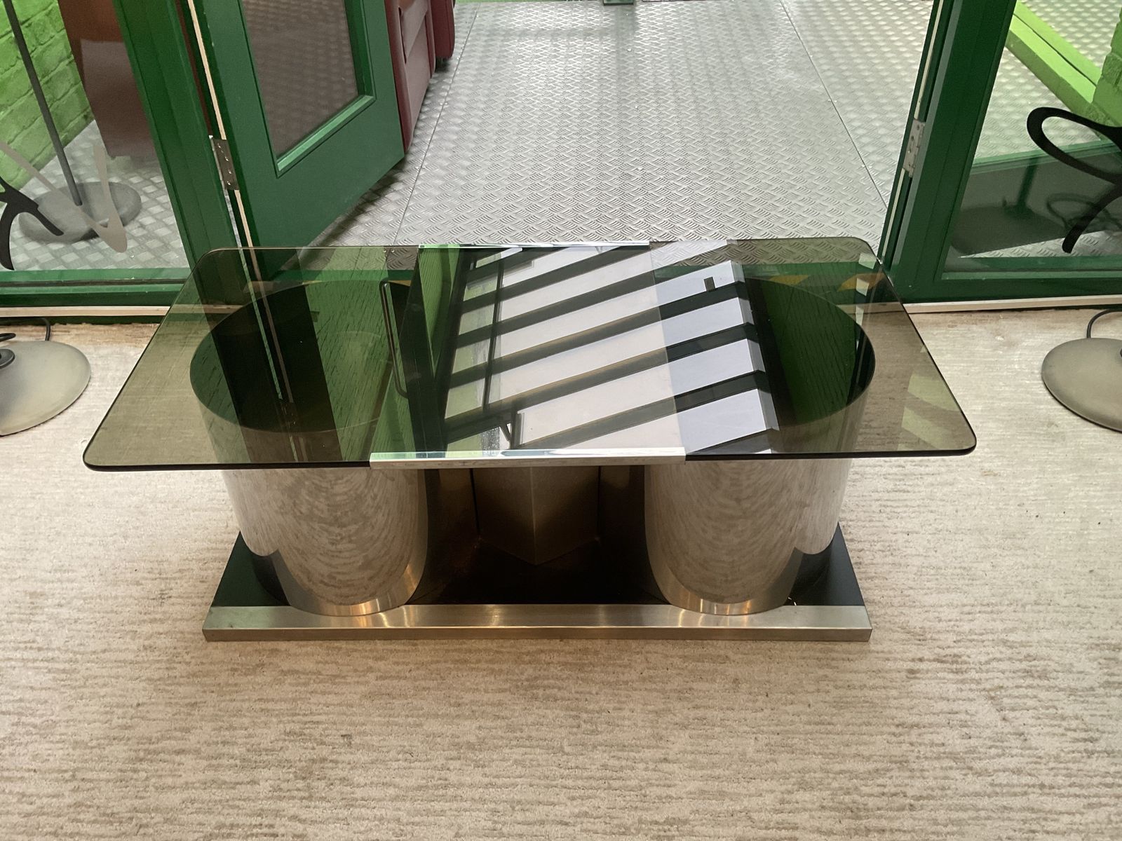 1970’s Italian Steel And Glass Coffee Table By Stildomus photo buy