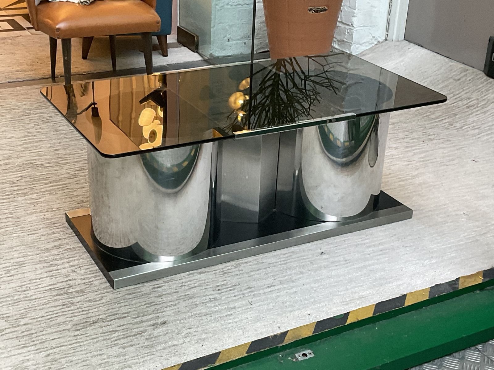 photo furniture 1970’s Italian Steel And Glass Coffee Table By Stildomus